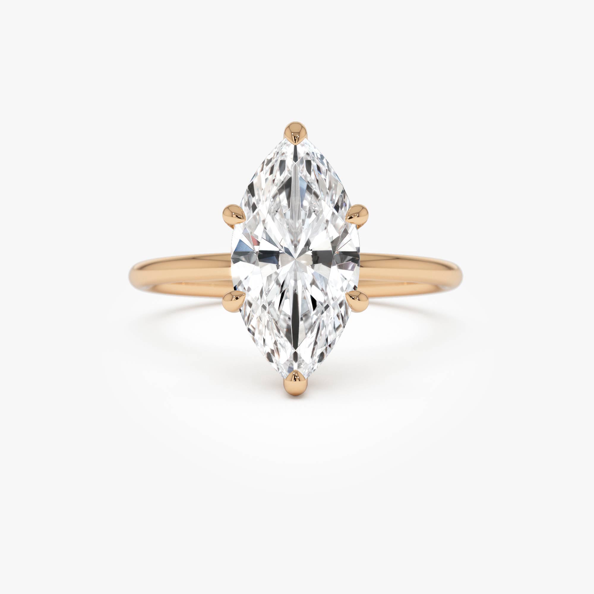 Marquise Shape Solitaite Lab Grown Diamond Prong Setting Engagement Ring