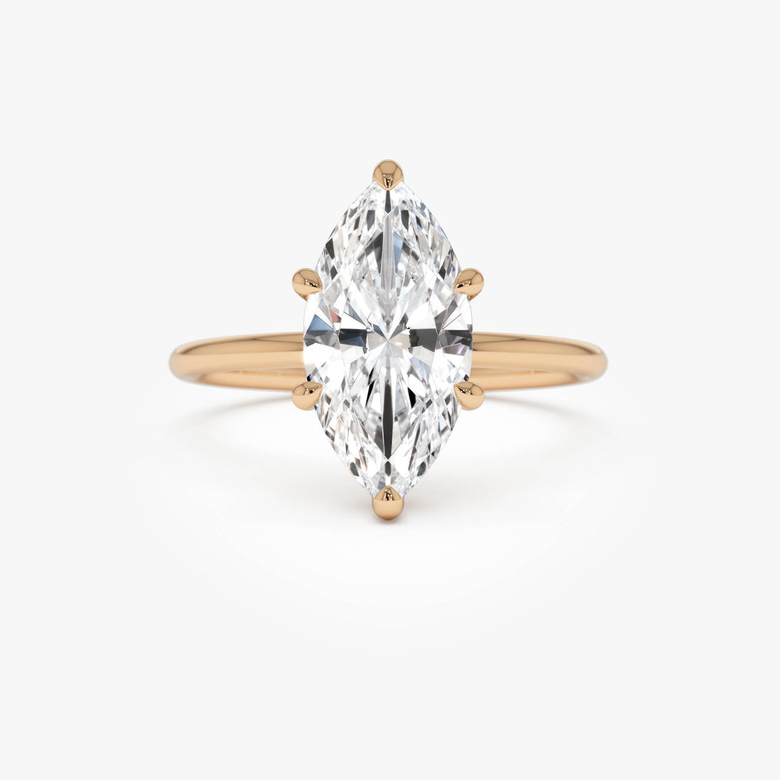 Marquise Shape Solitaite Lab Grown Diamond Prong Setting Engagement Ring