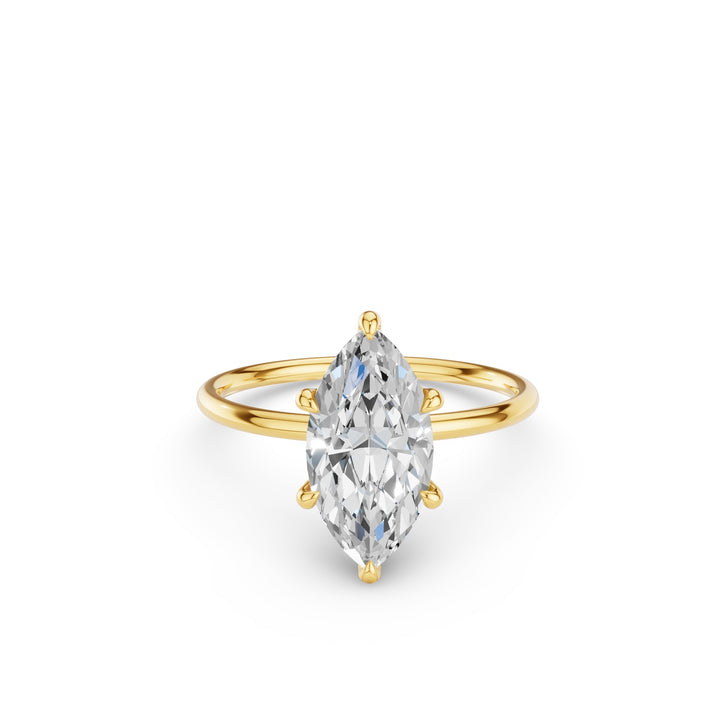 Marquise Shape Solitaite Lab Grown Diamond Prong Setting Engagement Ring