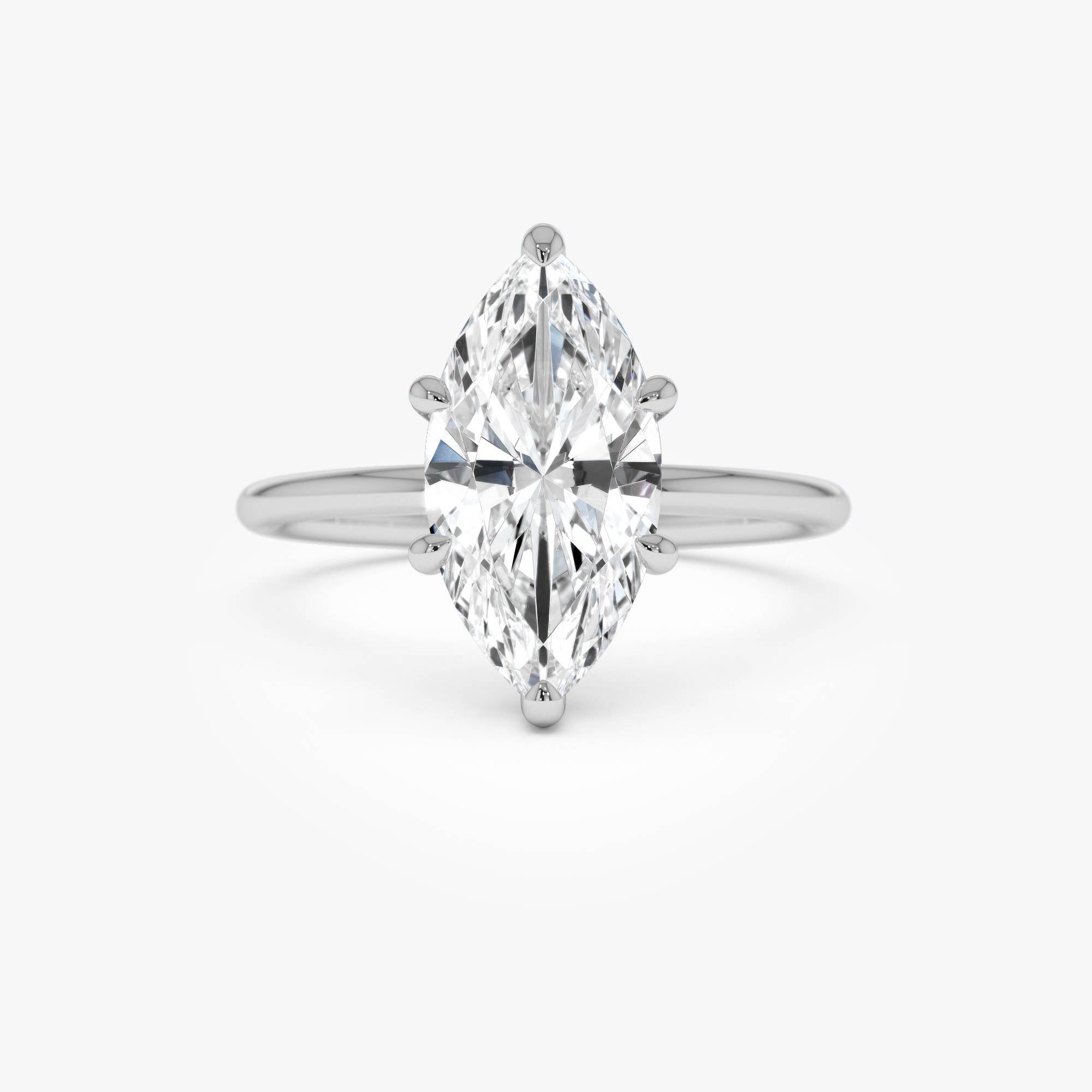 Marquise Shape Solitaite Lab Grown Diamond Prong Setting Engagement Ring