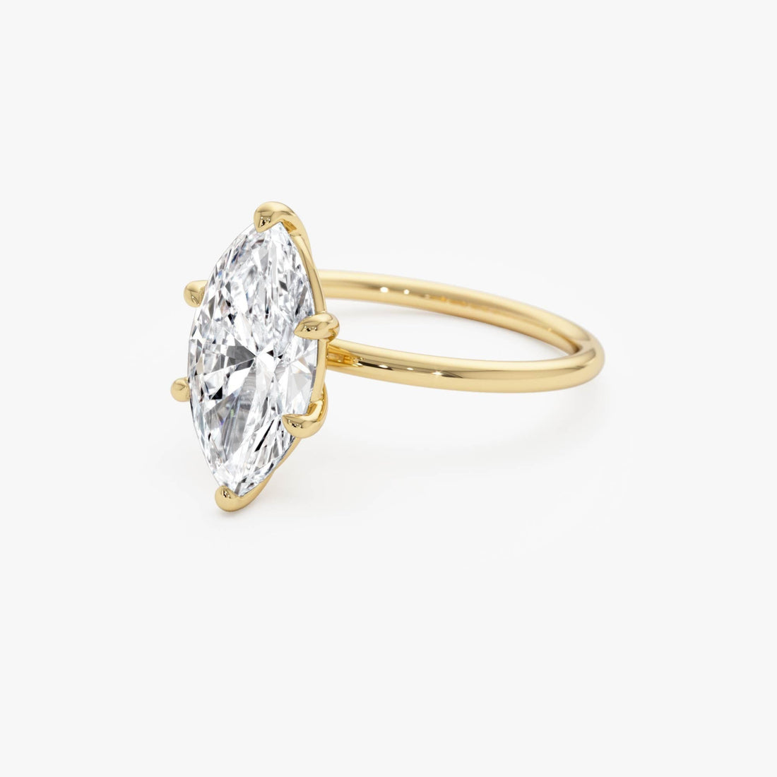 Marquise Shape Solitaite Lab Grown Diamond Prong Setting Engagement Ring