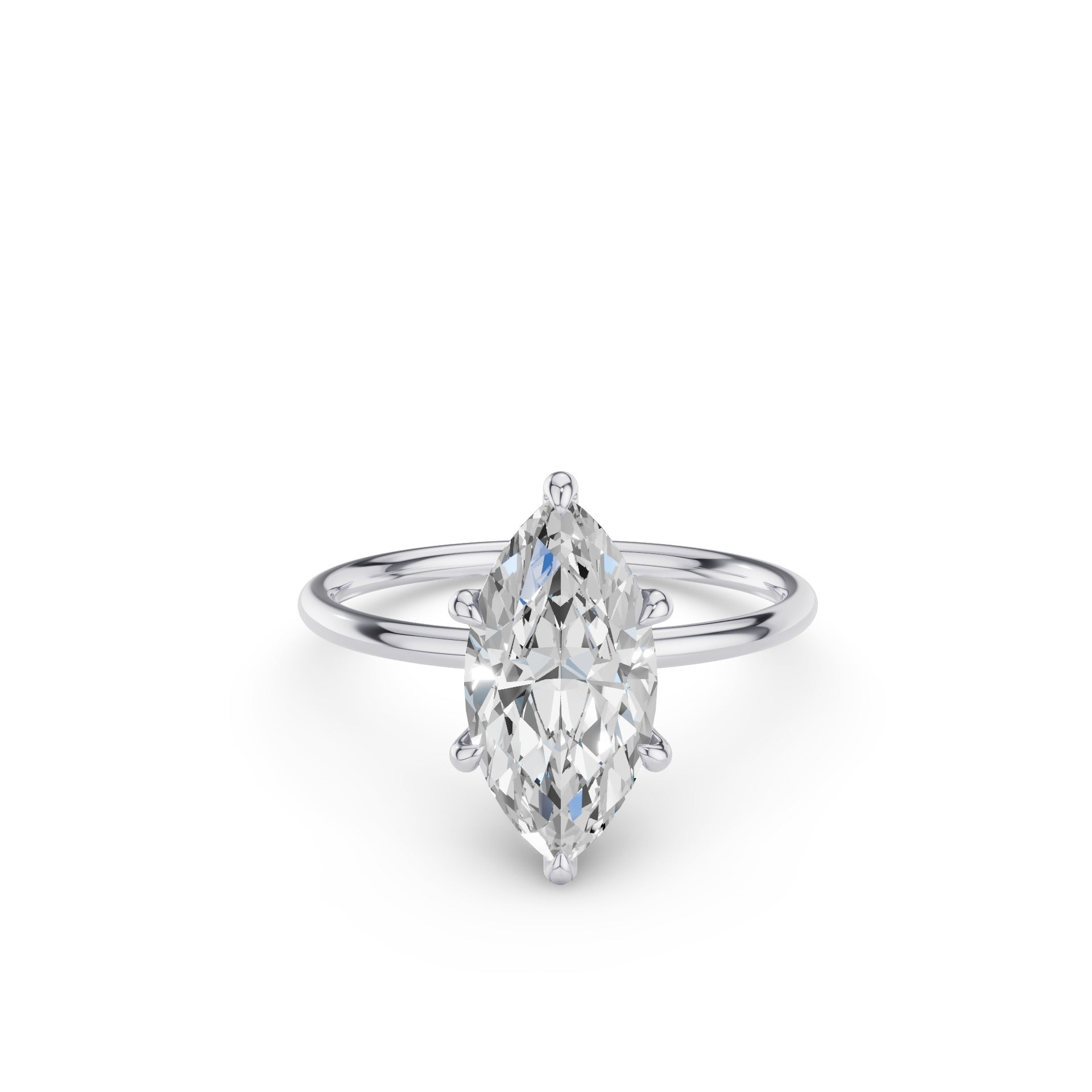Marquise Shape Solitaite Lab Grown Diamond Prong Setting Engagement Ring