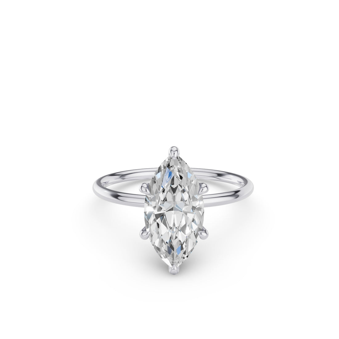 Marquise Shape Solitaite Lab Grown Diamond Prong Setting Engagement Ring