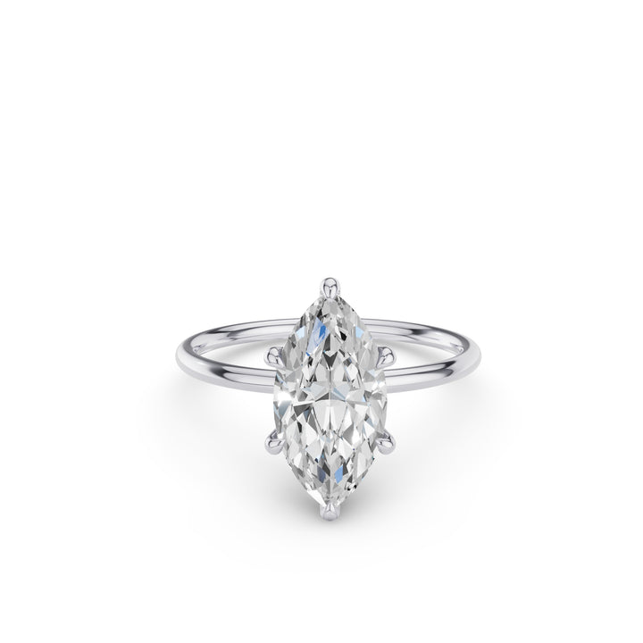 Marquise Shape Solitaite Lab Grown Diamond Prong Setting Engagement Ring