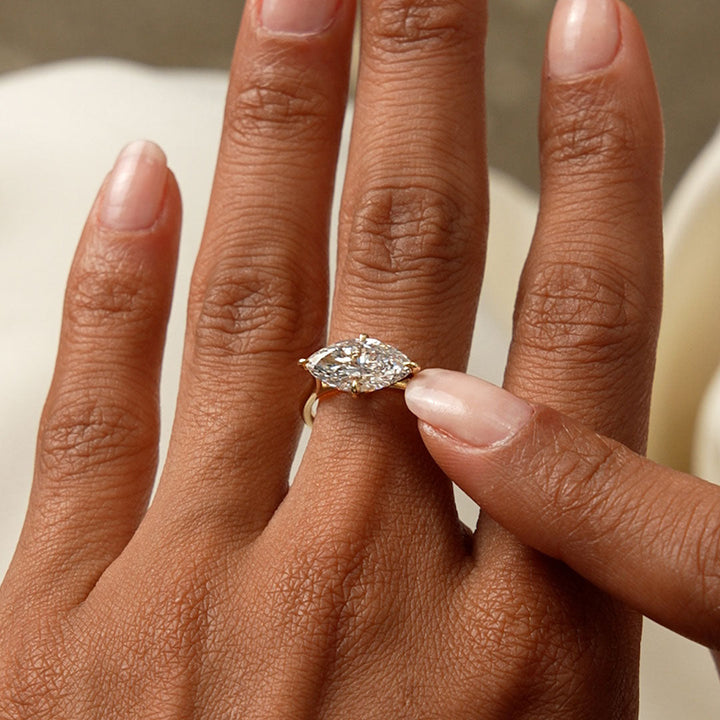 Marquise Shape West East Lab Grown Diamond Solitaire Ring