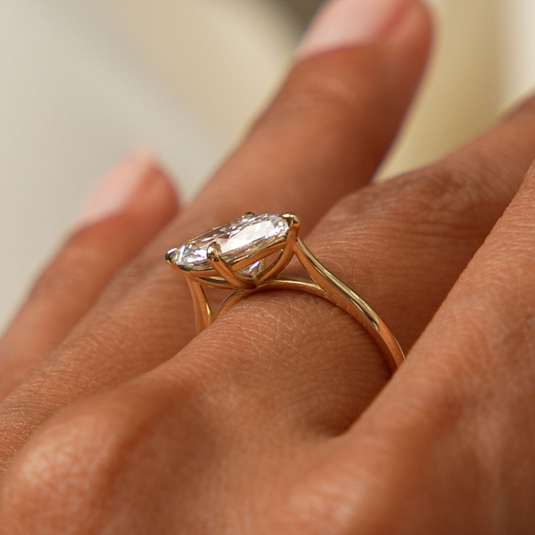 Marquise Shape West East Lab Grown Diamond Solitaire Ring
