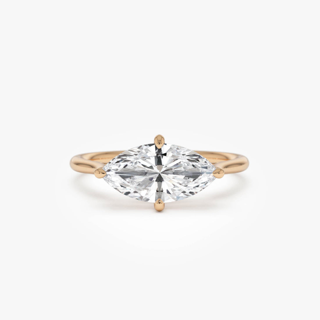 Marquise Shape West East Lab Grown Diamond Solitaire Ring