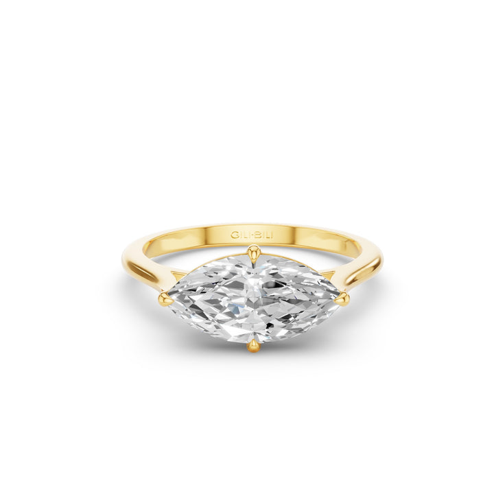 Marquise Shape West East Lab Grown Diamond Solitaire Ring