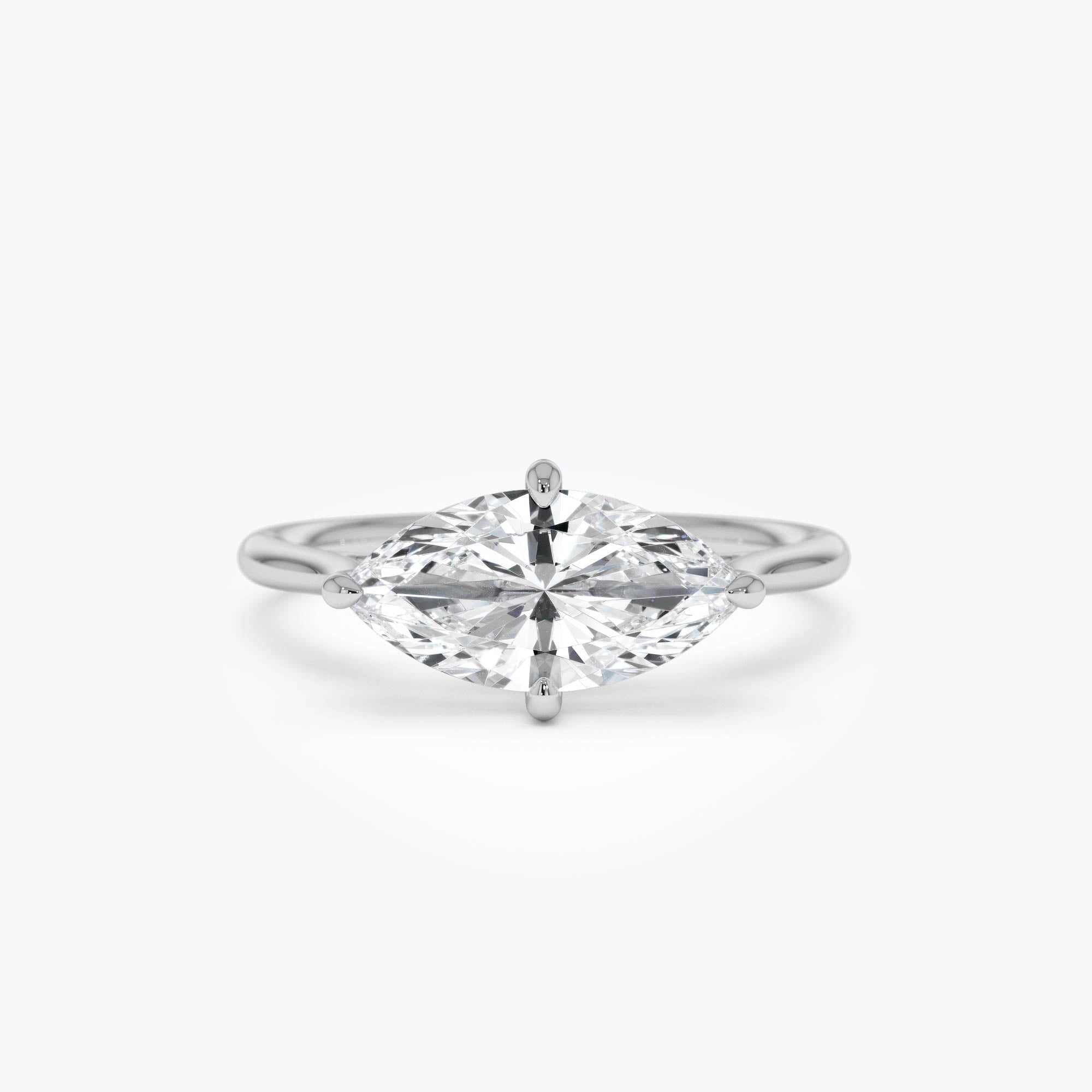 Marquise Shape West East Lab Grown Diamond Solitaire Ring
