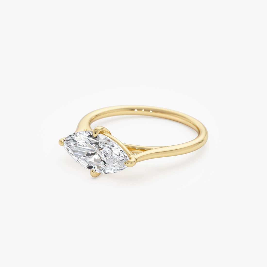 Marquise Shape West East Lab Grown Diamond Solitaire Ring