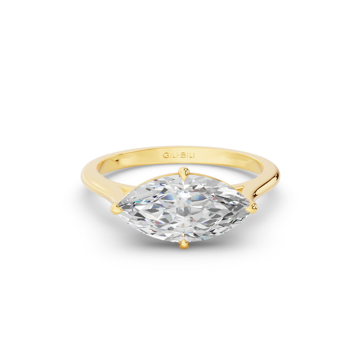 Marquise Shape West East Lab Grown Diamond Solitaire Ring