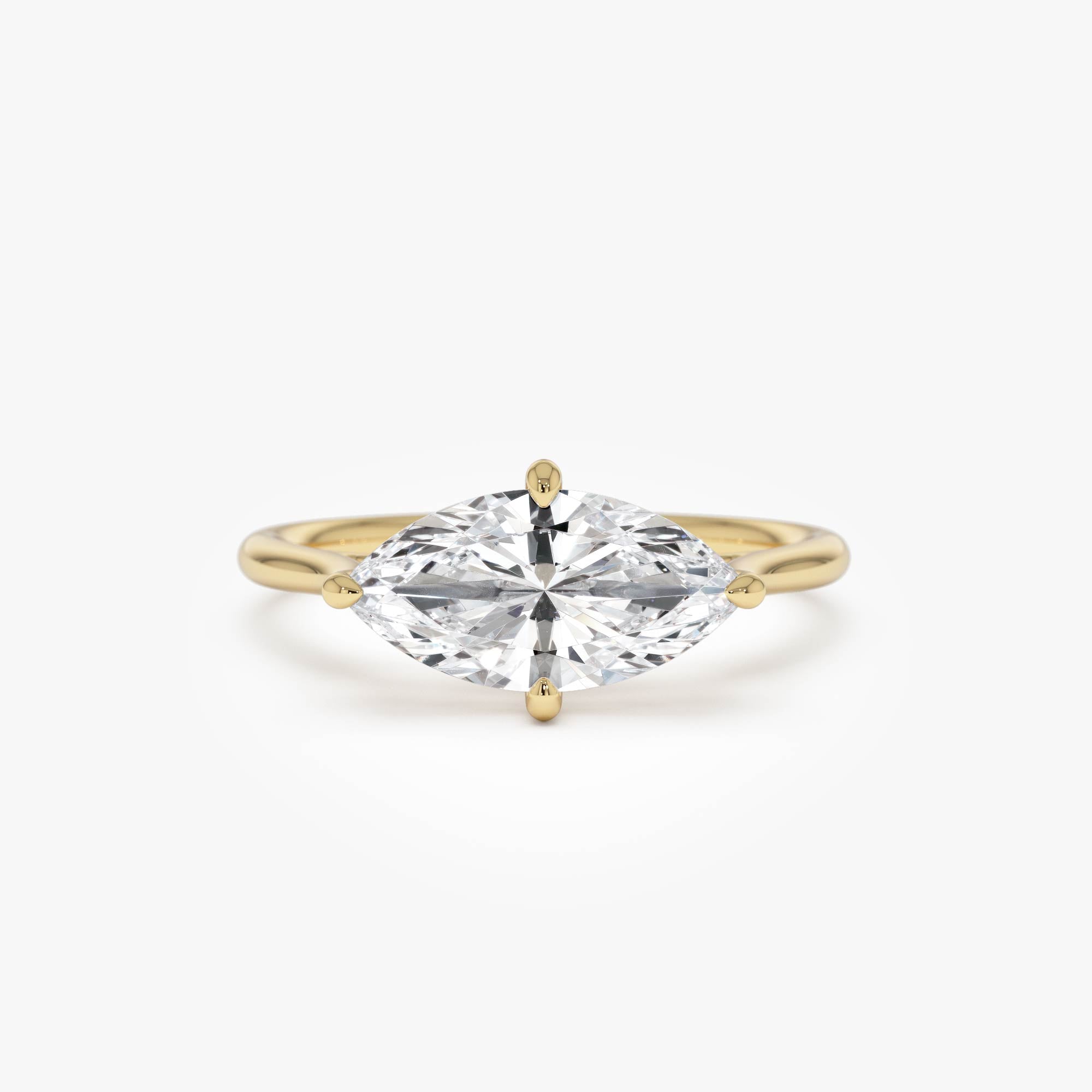 Marquise Shape West East Lab Grown Diamond Solitaire Ring