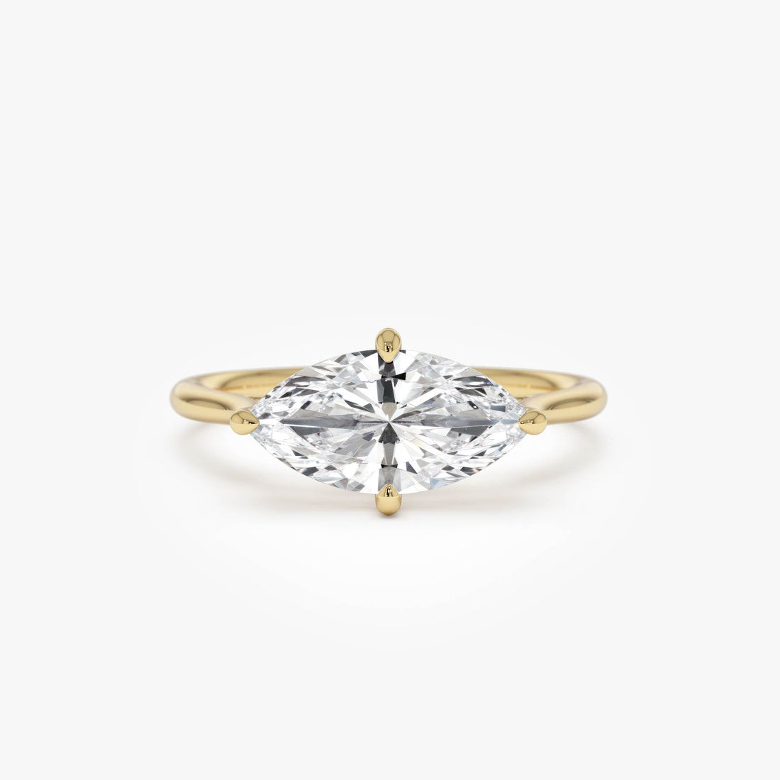 Marquise Shape West East Lab Grown Diamond Solitaire Ring