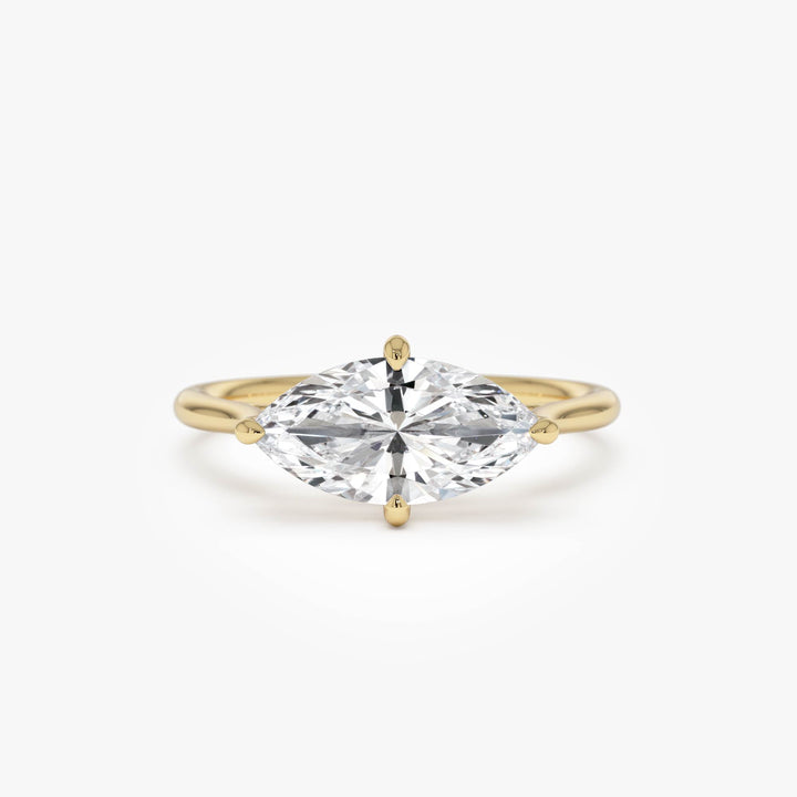 Marquise Shape West East Lab Grown Diamond Solitaire Ring