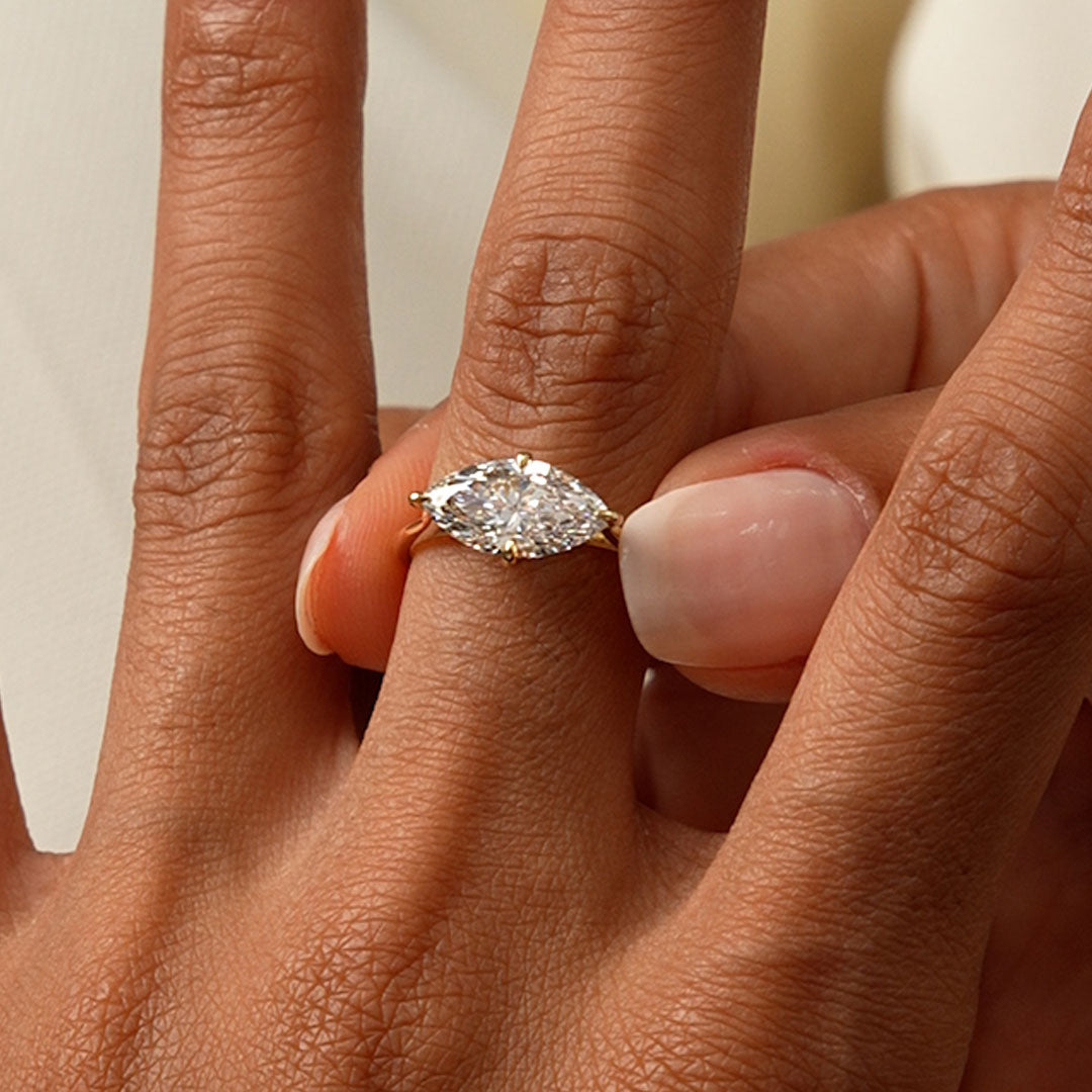 Marquise Shape West East Lab Grown Diamond Solitaire Ring