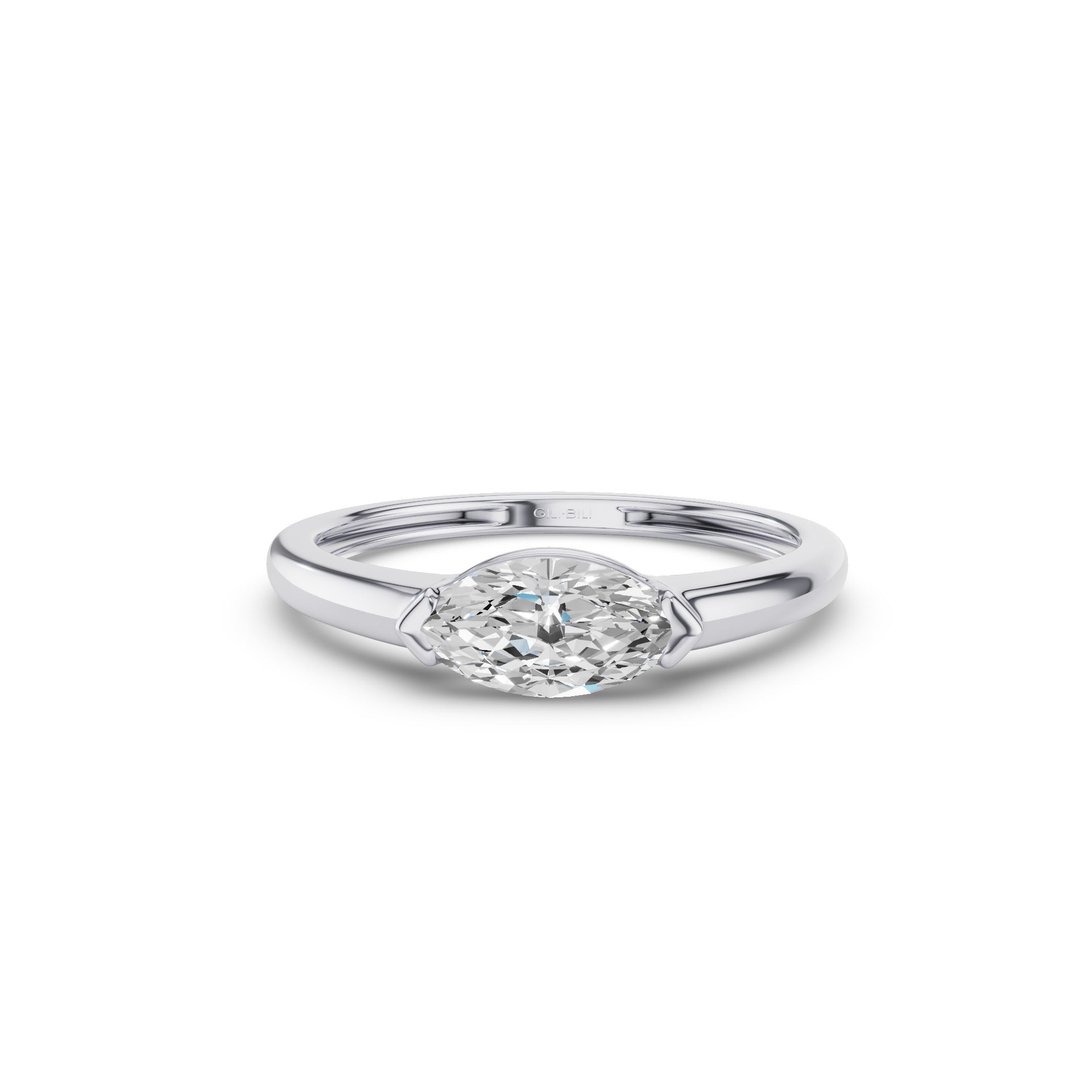 Marquise Shaped East West Prong Set Lab Diamond Engagement Ring