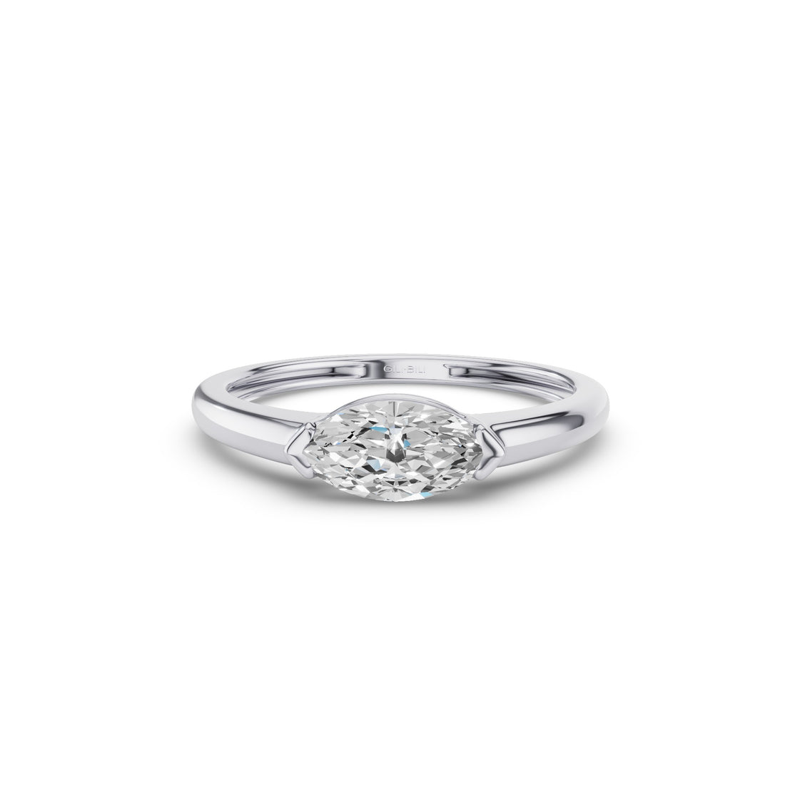 Marquise Shaped East West Prong Set Lab Diamond Engagement Ring