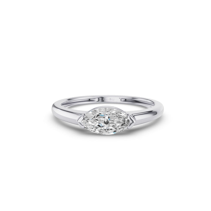 Marquise Shaped East West Prong Set Lab Diamond Engagement Ring