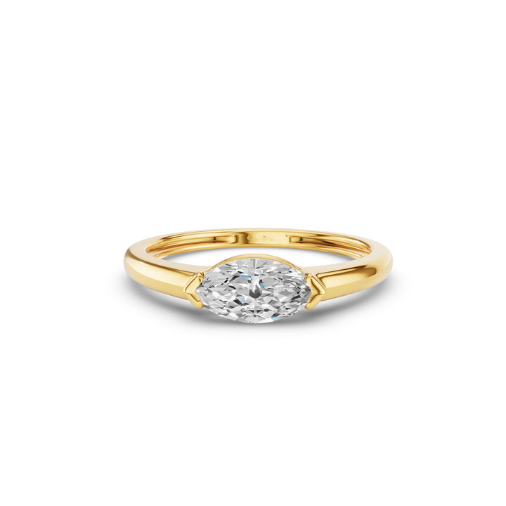 Marquise Shaped East West Prong Set Lab Diamond Engagement Ring
