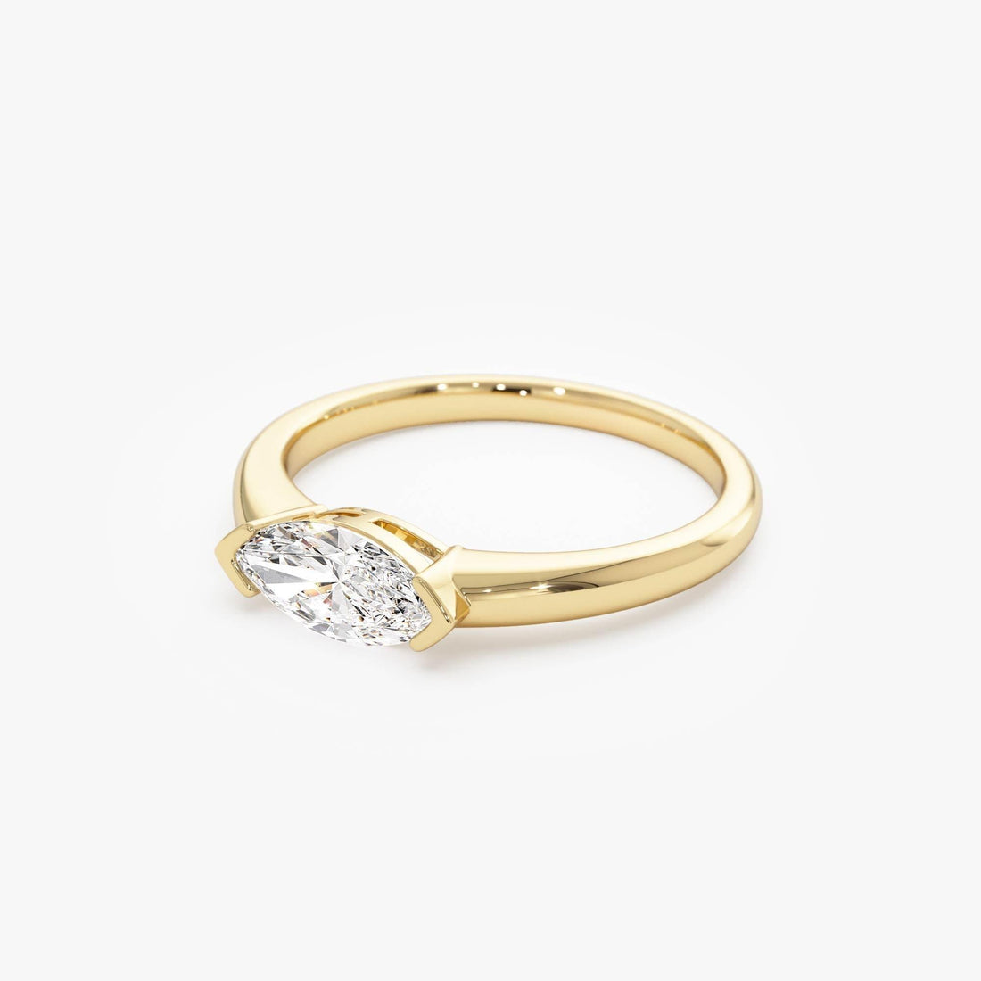 Marquise Shaped East West Prong Set Lab Diamond Engagement Ring