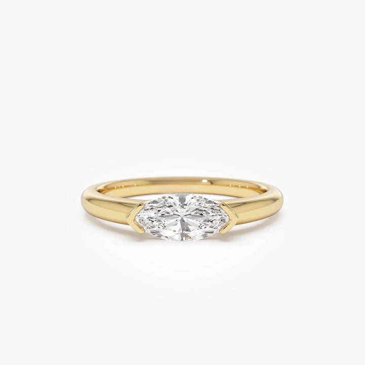 Marquise Shaped East West Prong Set Lab Diamond Engagement Ring