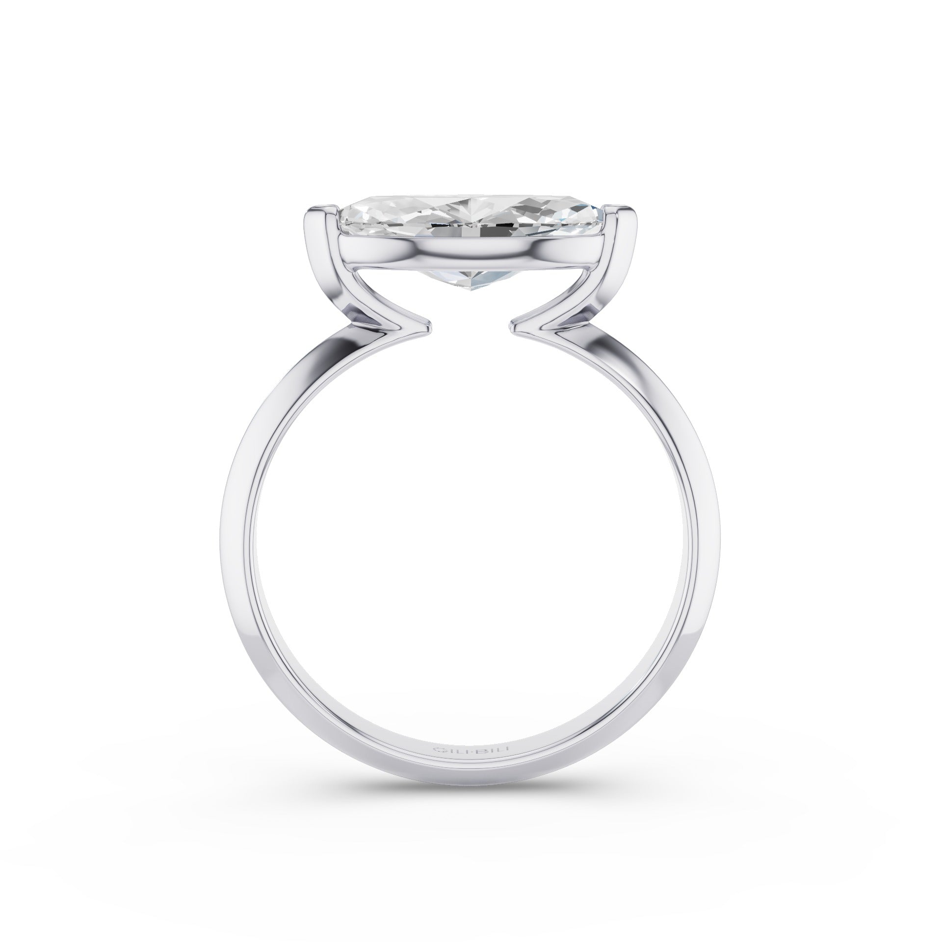 Marquise Shaped East West V Prong Diamond Engagement Ring