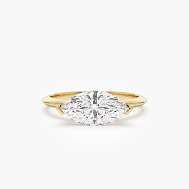 Marquise Shaped East West V Prong Diamond Engagement Ring