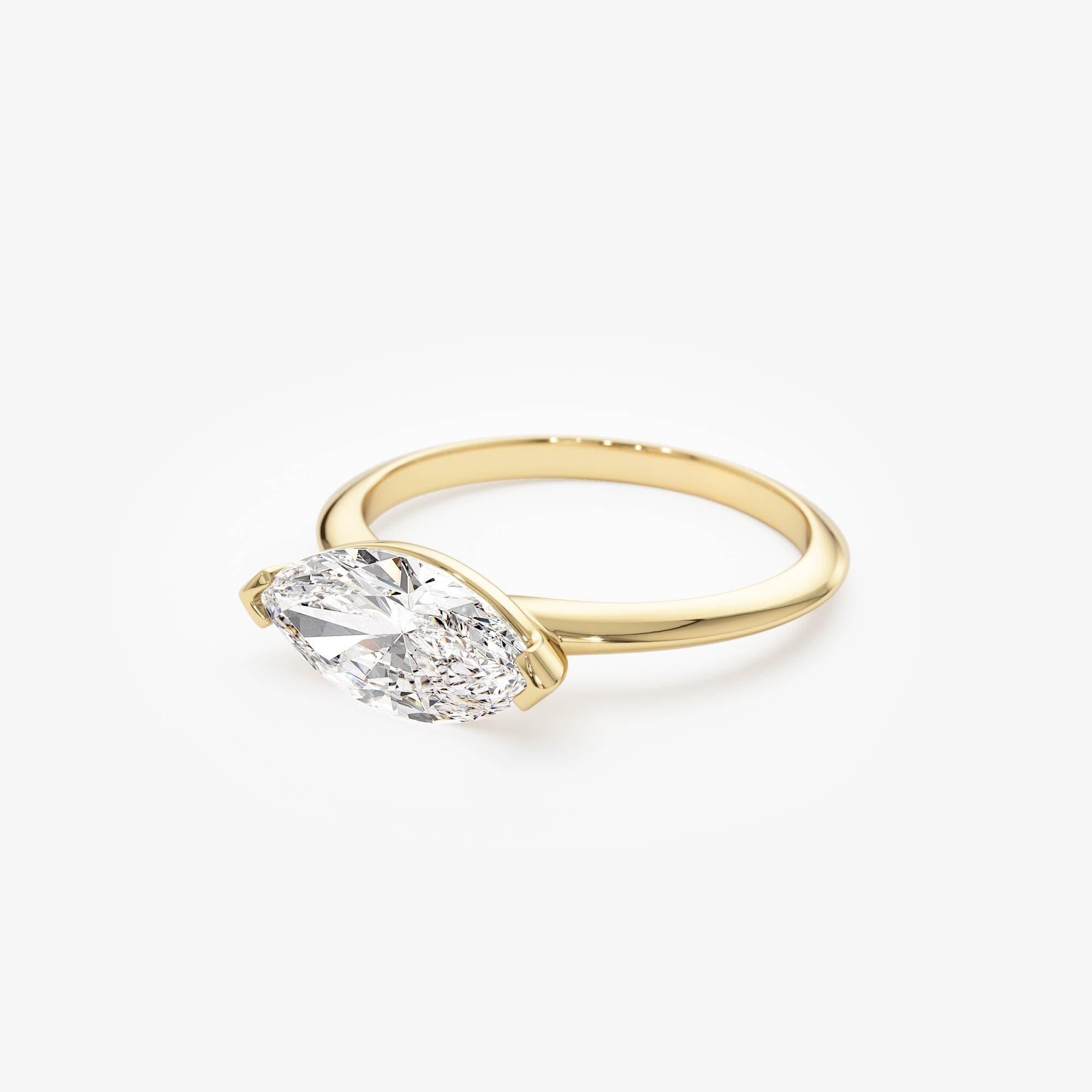 Marquise Shaped East West V Prong Diamond Engagement Ring