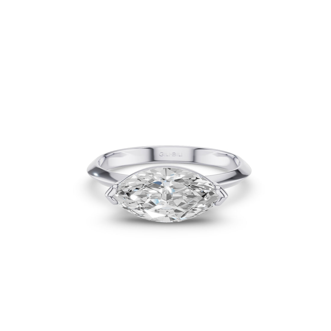 Marquise Shaped East West V Prong Diamond Engagement Ring