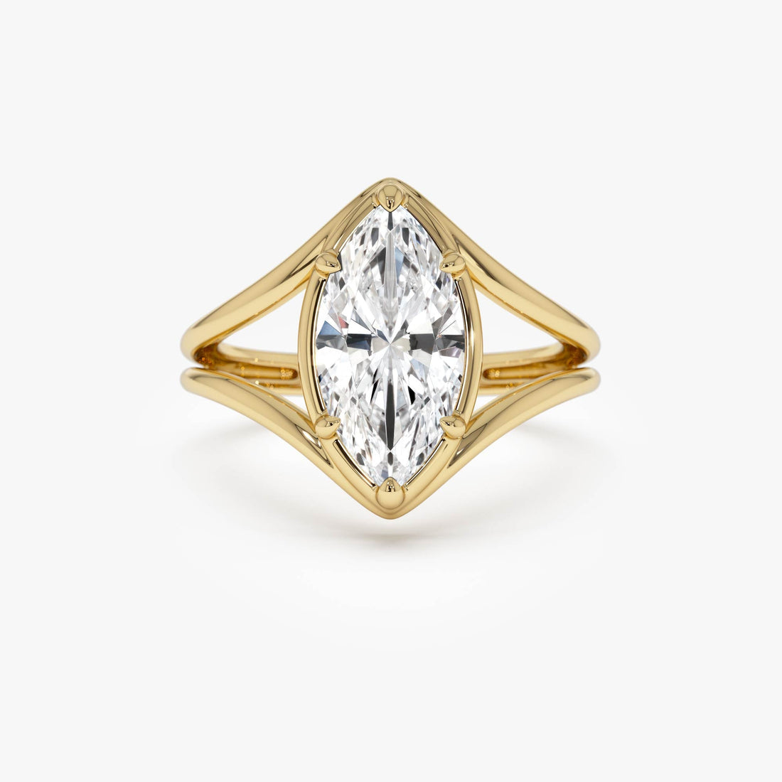 Marquise Shaped Lab Diamond Split Shank Engagement Ring