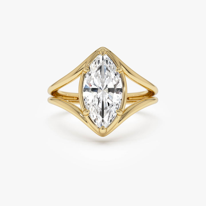 Marquise Shaped Lab Diamond Split Shank Engagement Ring