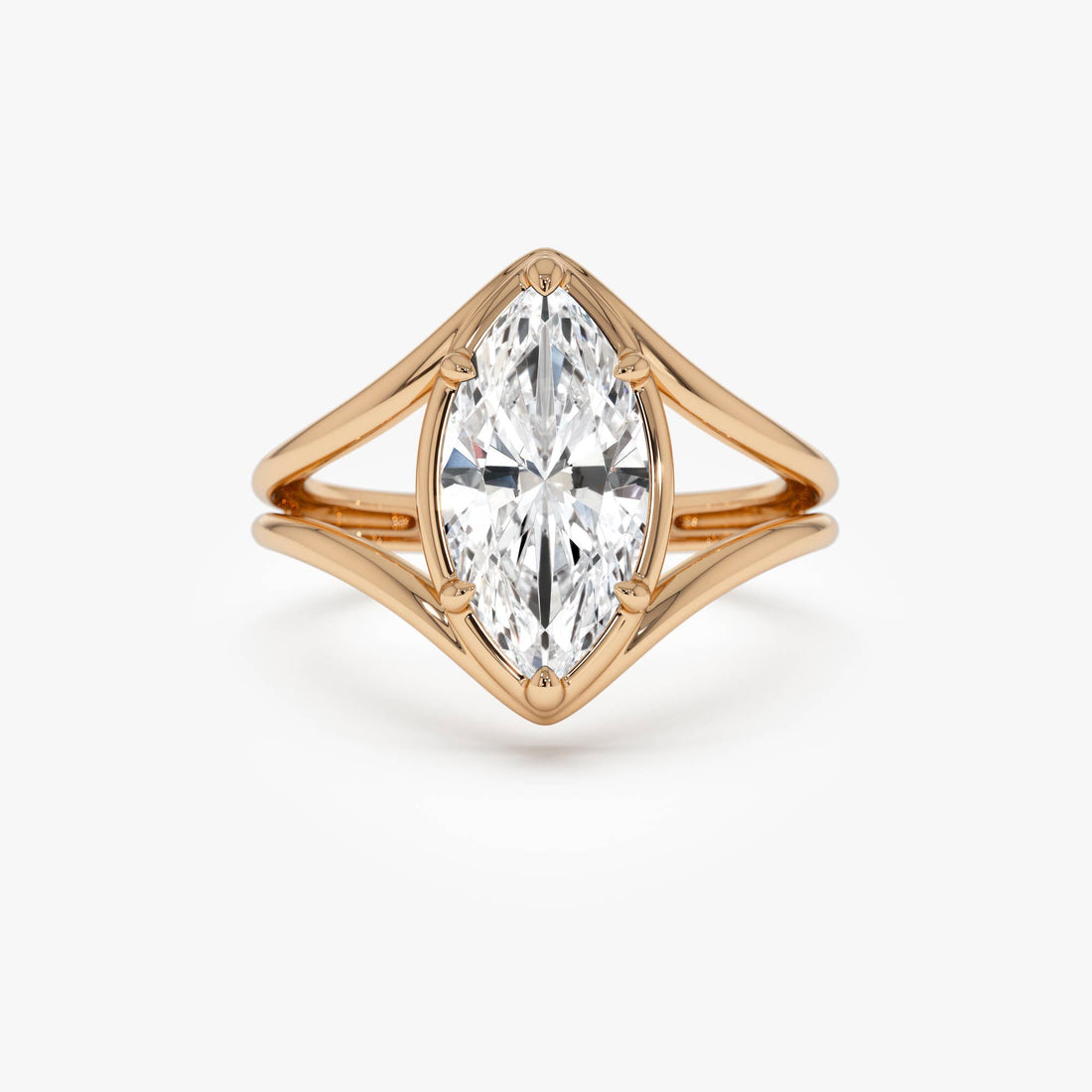 Marquise Shaped Lab Diamond Split Shank Engagement Ring