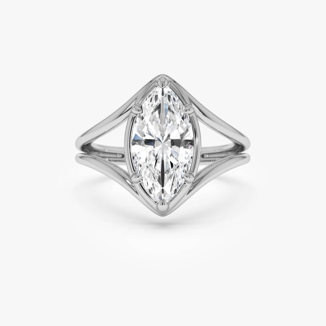 Marquise Shaped Lab Diamond Split Shank Engagement Ring