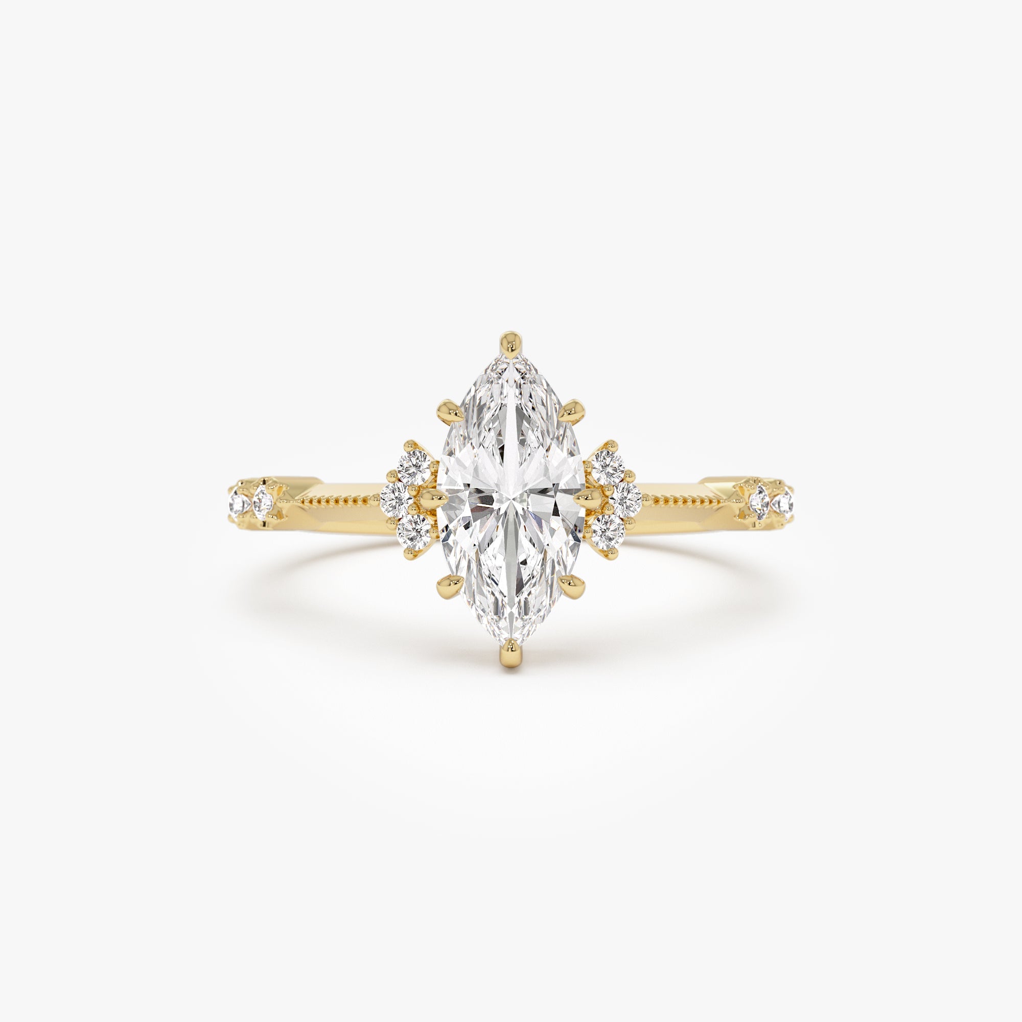 Marquise Shaped Lab Grown Diamond Art Deco Enagement Ring