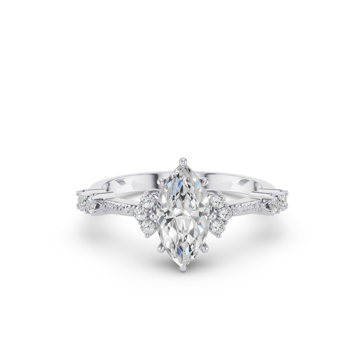 Marquise Shaped Lab Grown Diamond Art Deco Enagement Ring