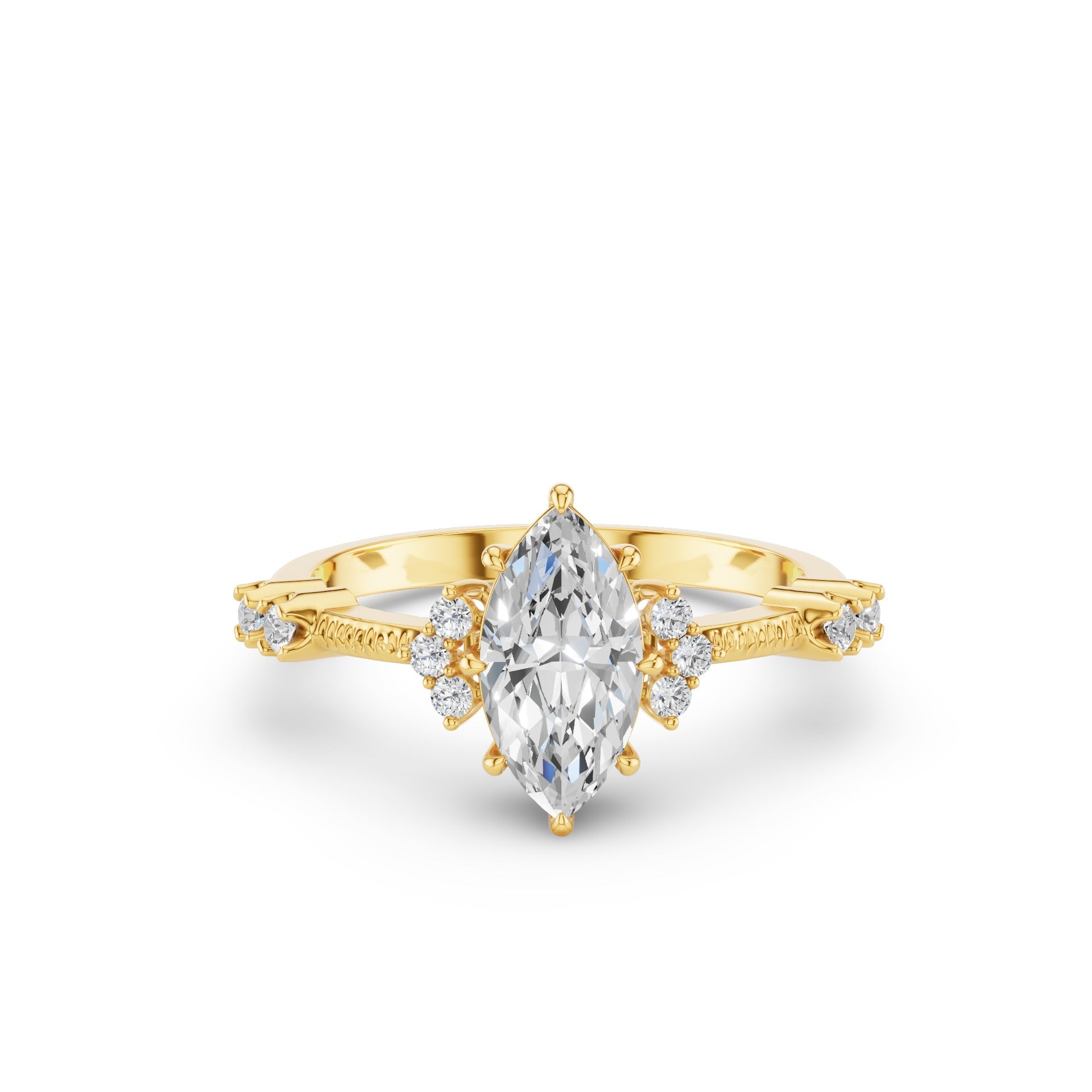 Marquise Shaped Lab Grown Diamond Art Deco Enagement Ring