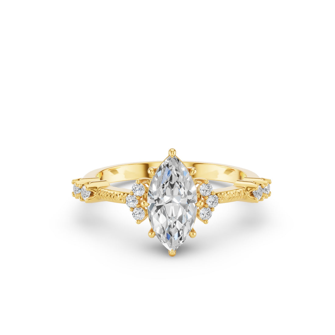 Marquise Shaped Lab Grown Diamond Art Deco Enagement Ring