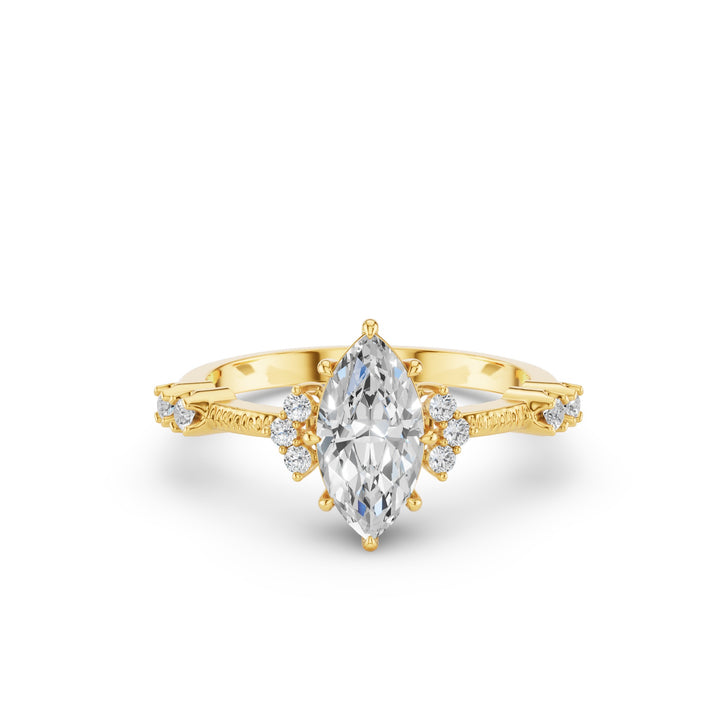 Marquise Shaped Lab Grown Diamond Art Deco Enagement Ring