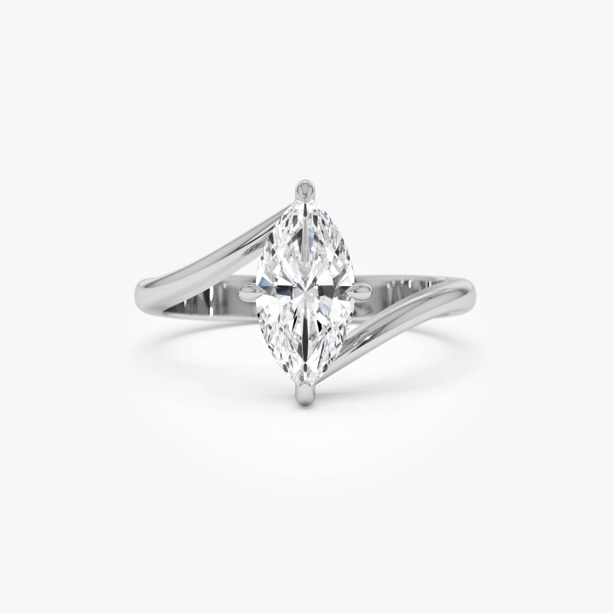 Marquise Shaped Lab Grown Diamond Bypass Setting Engagement Ring