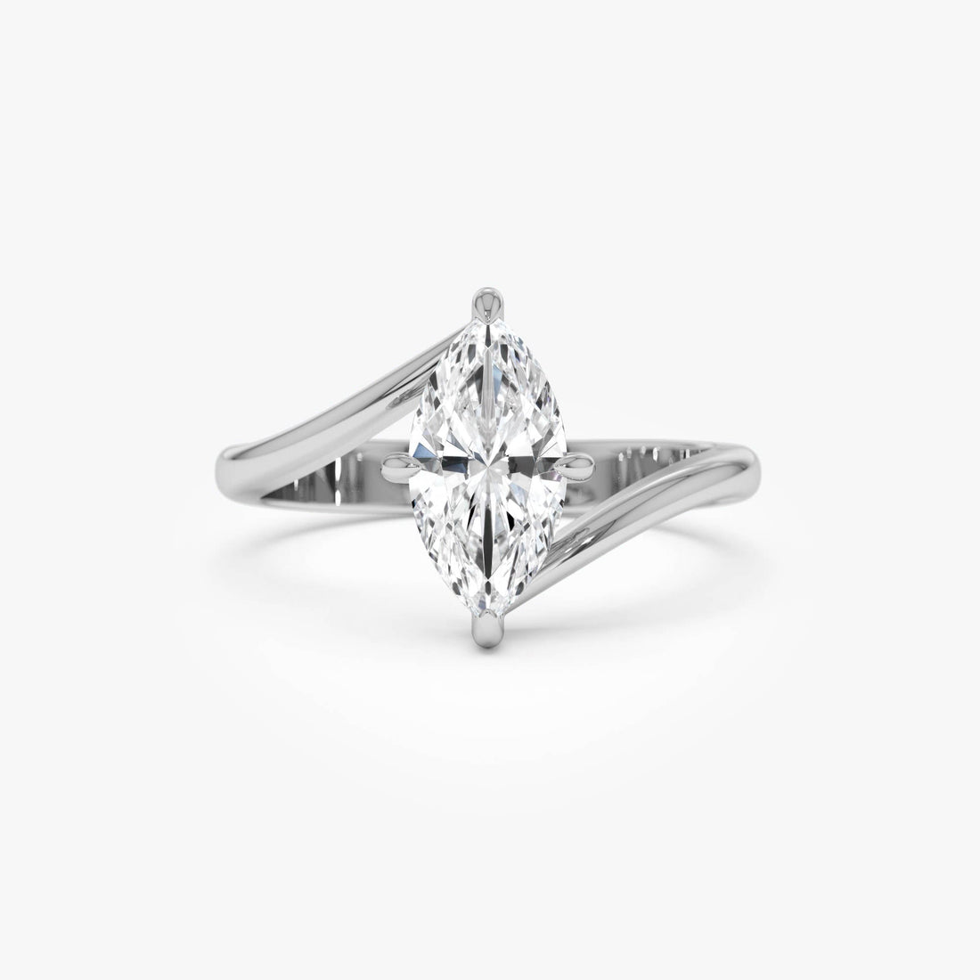 Marquise Shaped Lab Grown Diamond Bypass Setting Engagement Ring