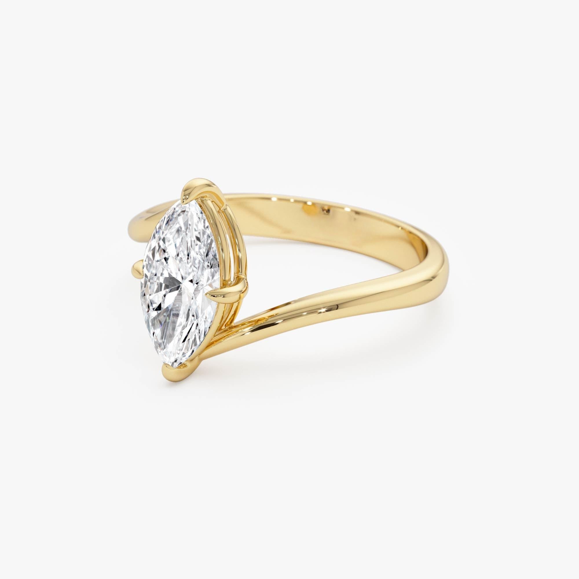Marquise Shaped Lab Grown Diamond Bypass Setting Engagement Ring