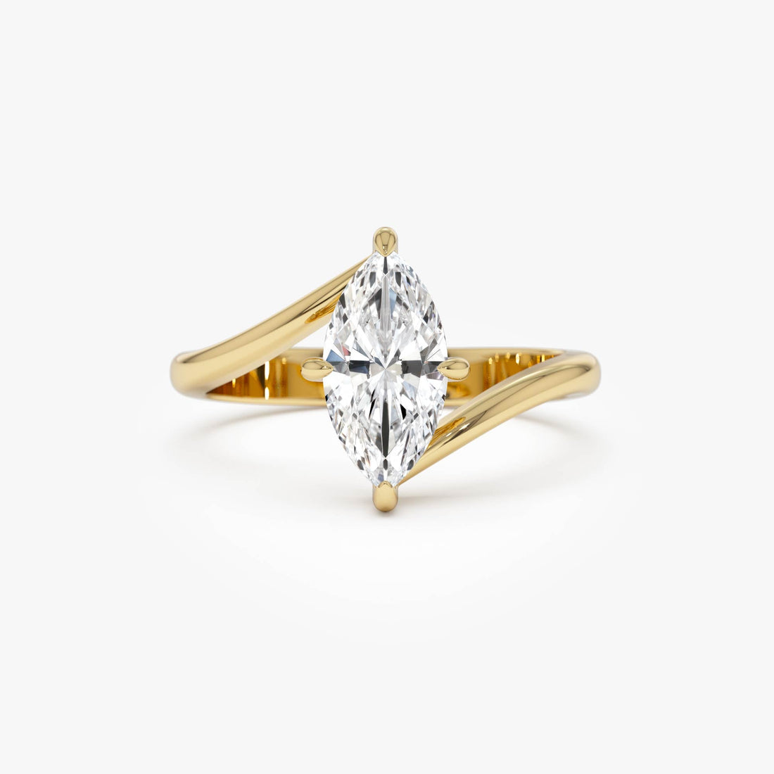 Marquise Shaped Lab Grown Diamond Bypass Setting Engagement Ring