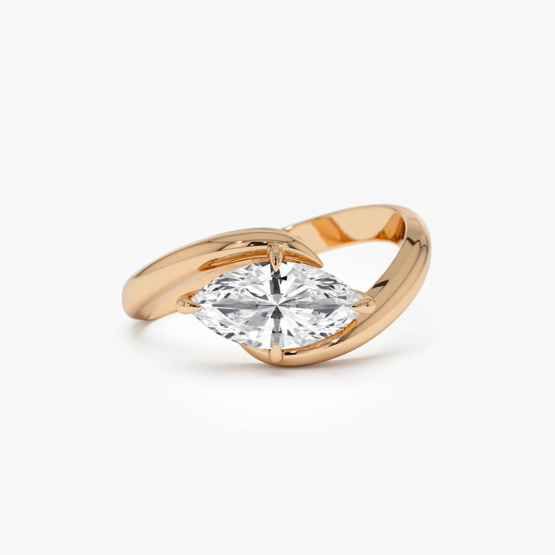 Marquise Shaped Lab Grown Diamond Criss Cross Engagement Ring