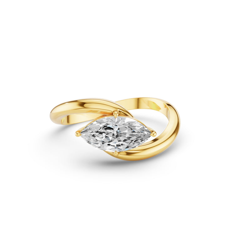 Marquise Shaped Lab Grown Diamond Criss Cross Engagement Ring