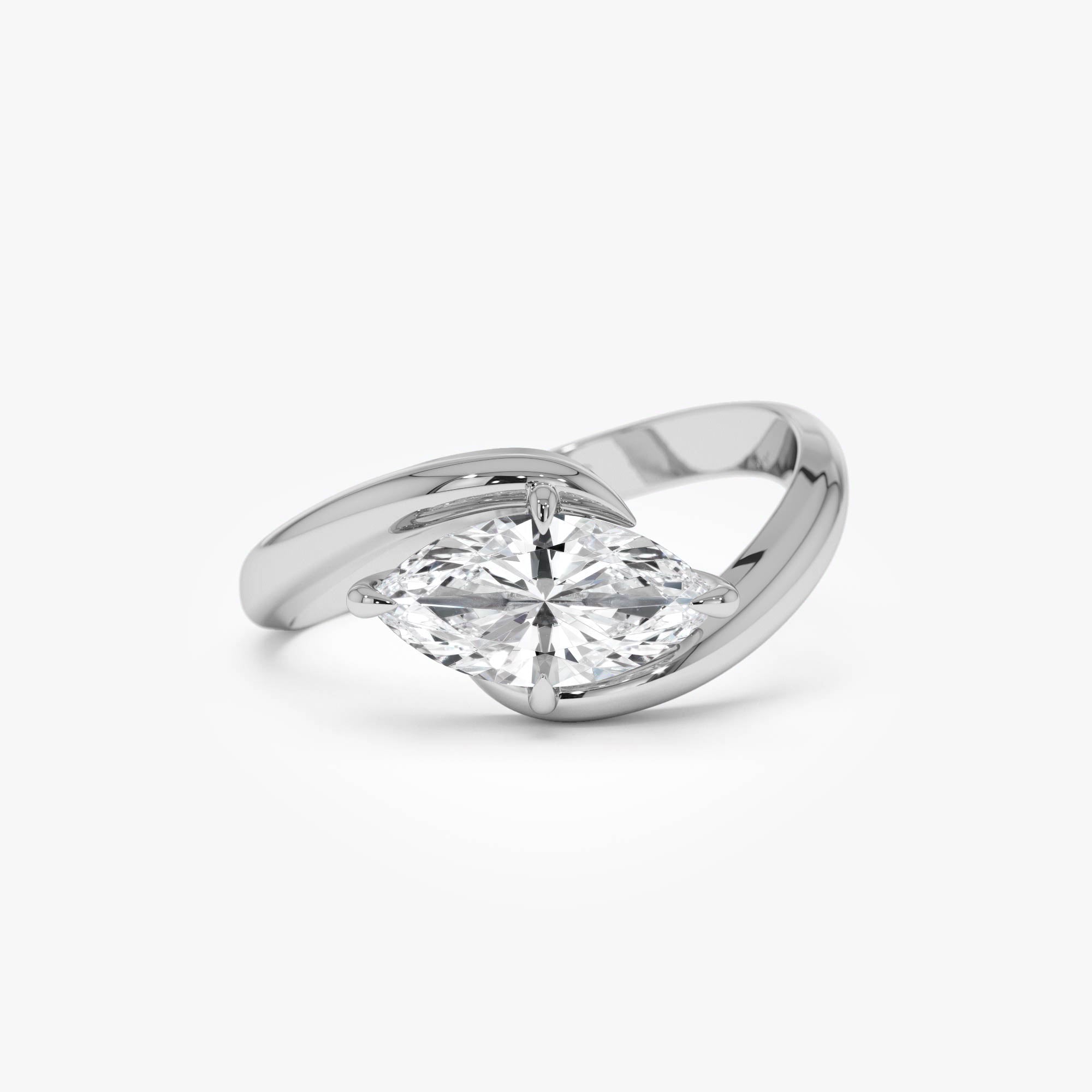 Marquise Shaped Lab Grown Diamond Criss Cross Engagement Ring