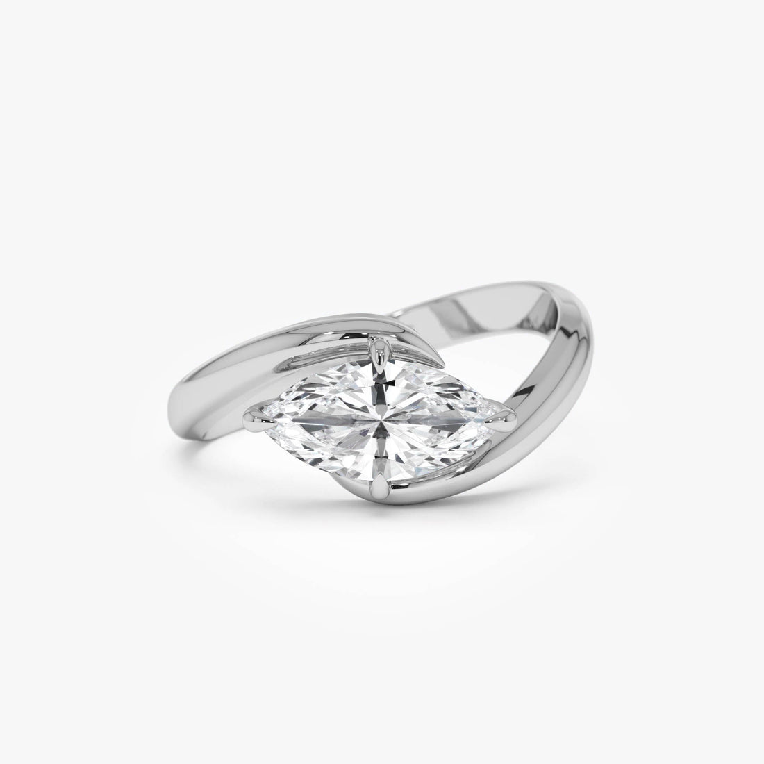 Marquise Shaped Lab Grown Diamond Criss Cross Engagement Ring