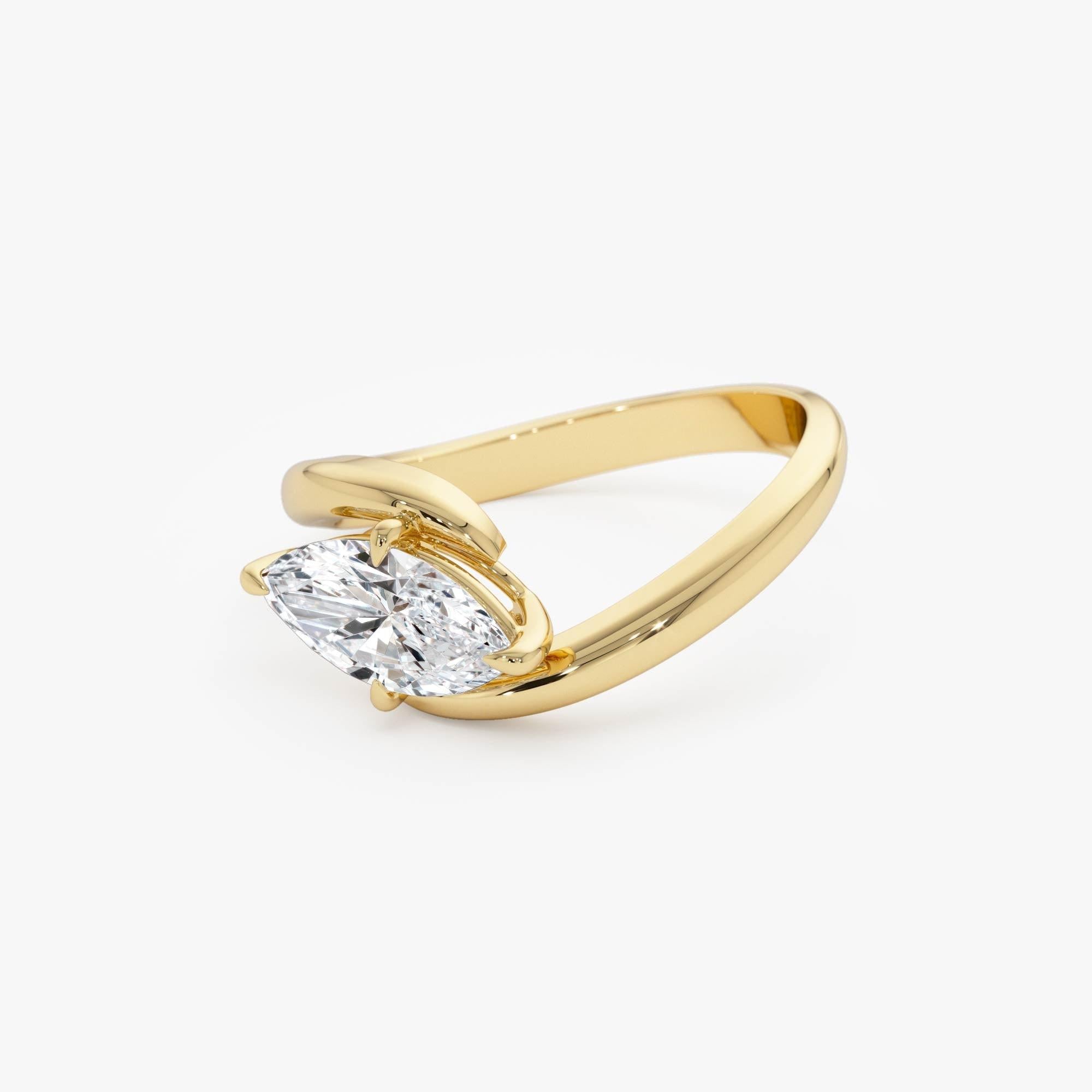 Marquise Shaped Lab Grown Diamond Criss Cross Engagement Ring