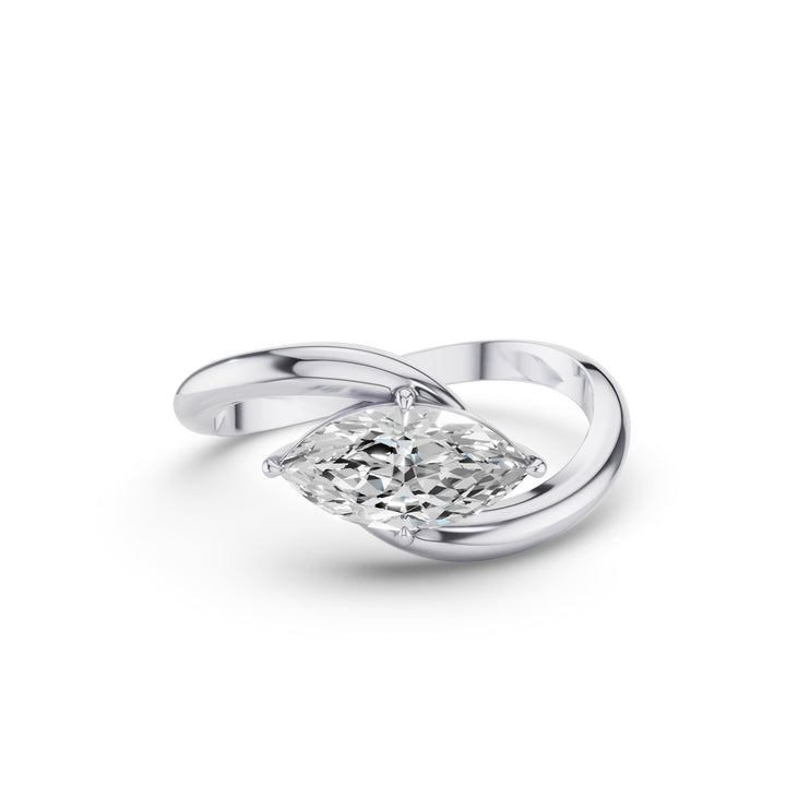 Marquise Shaped Lab Grown Diamond Criss Cross Engagement Ring