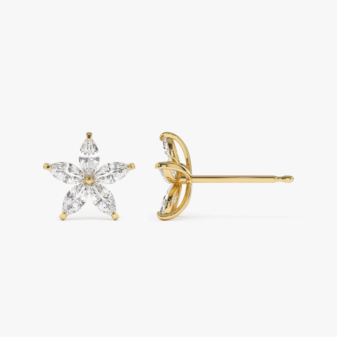 Marquise Shaped Lab Grown Diamond Floral Studs