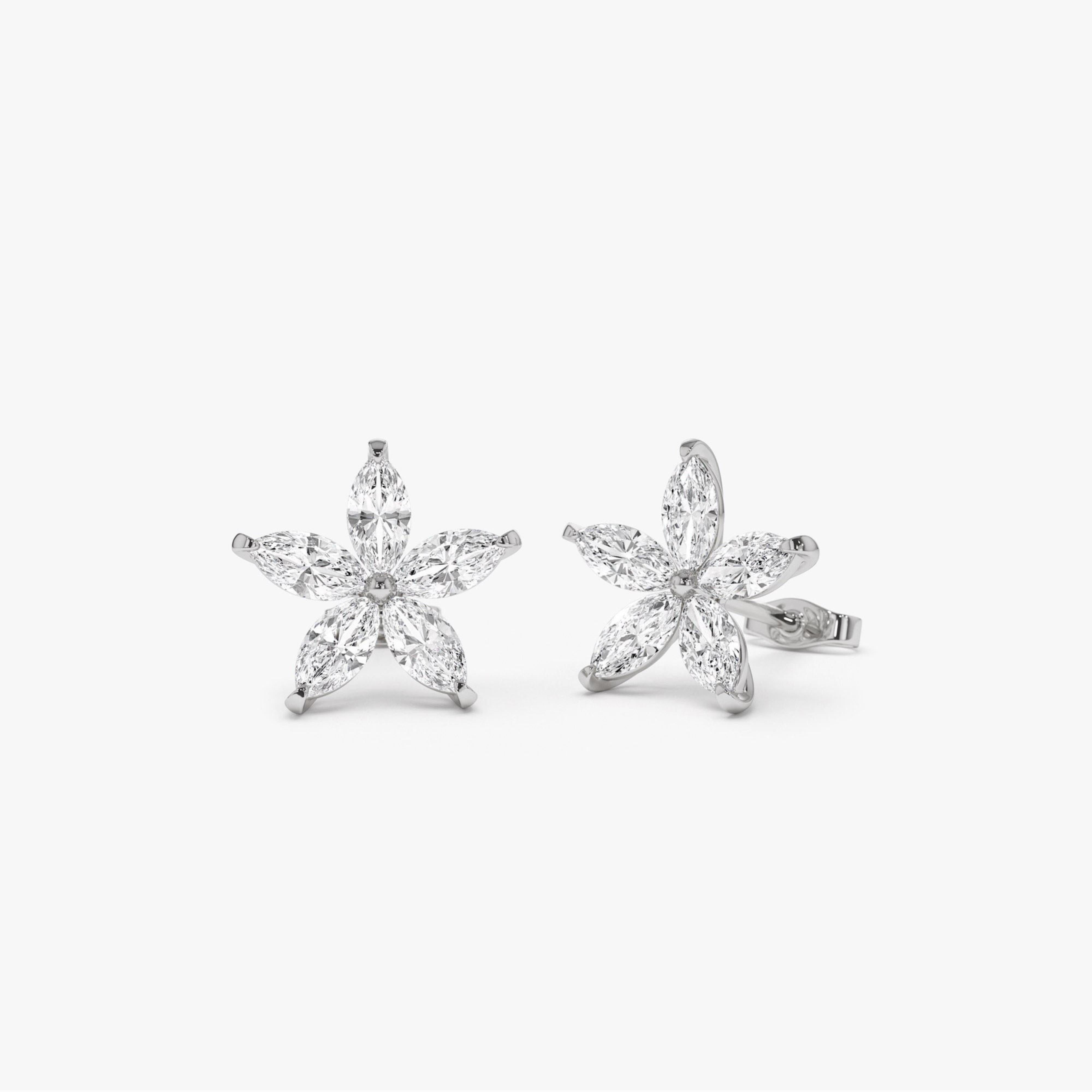 Marquise Shaped Lab Grown Diamond Floral Studs